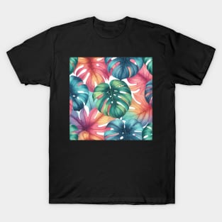 Colorful Monstera Tropical Leaves T-Shirt